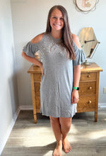 Load image into Gallery viewer, Open Shoulder Dress W/Pearls