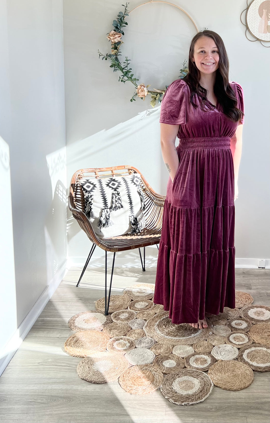 Purple Velvet Long Dress