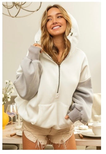 White Comfy Hooded Sweatshirt