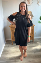 Load image into Gallery viewer, Open Shoulder Dress W/Pearls