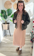 Load image into Gallery viewer, Tan Waffle Knit Long Sleeve Dress