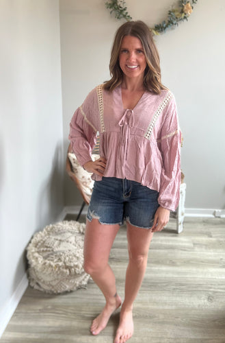 Lavender peasant top