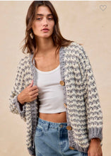 Load image into Gallery viewer, Grey and White Button up Cardigan