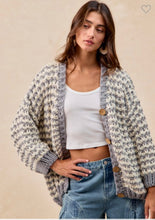 Load image into Gallery viewer, Grey and White Button up Cardigan