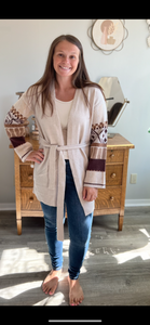 Western sleeve tie cardigan