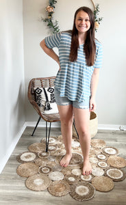 Plus Size Sky Striped Tee